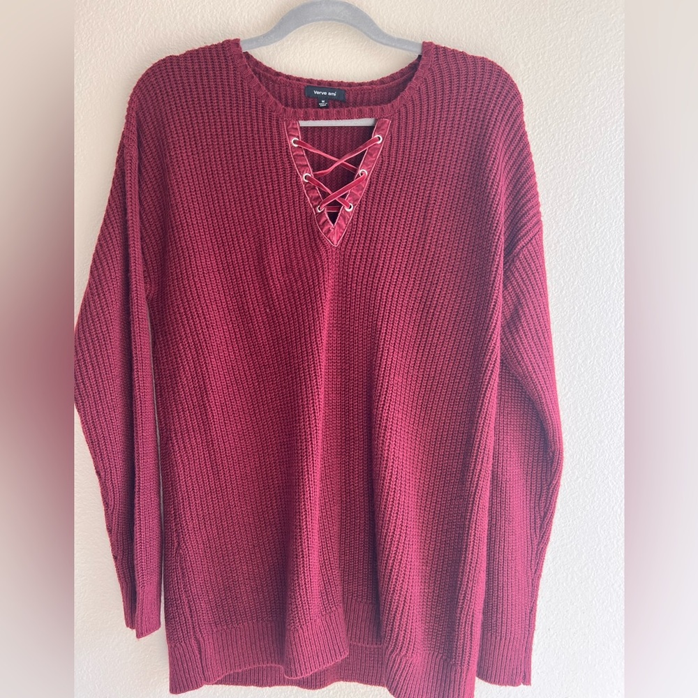 Maroon oversized Verve Ami sweater size Medium.